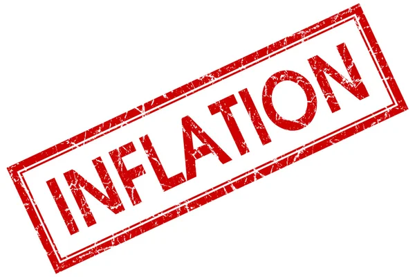Inflación sello cuadrado rojo aislado sobre fondo blanco — Foto de Stock