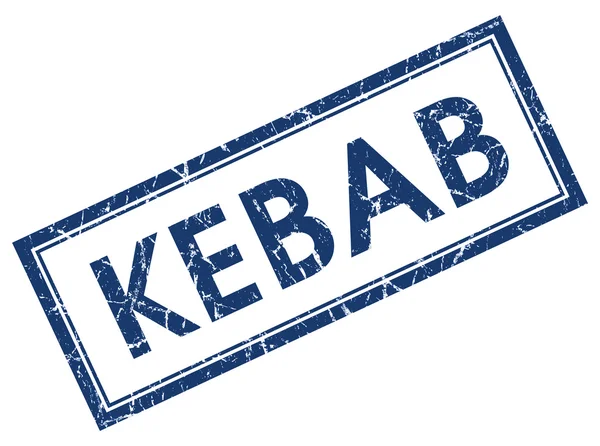 Kebab timbre carré bleu isolé sur fond blanc — Photo