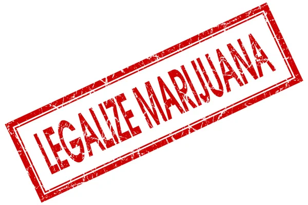 Legalisieren Marihuana roten quadratischen Stempel isoliert auf weißem Hintergrund — Stockfoto