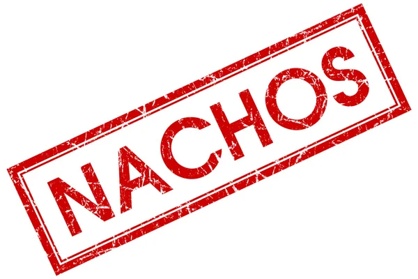 Nachos roșu ștampilă pătrată izolată pe fundal alb — Fotografie, imagine de stoc