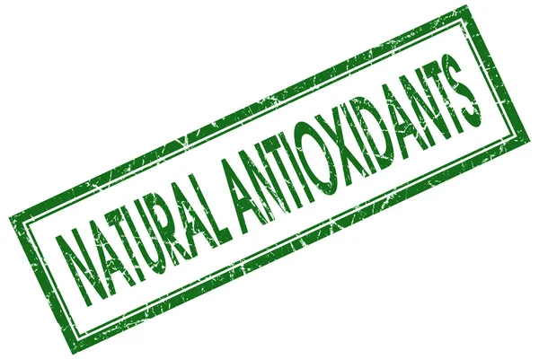 白い背景に分離された天然抗酸化物質緑正方形スタンプ — ストック写真