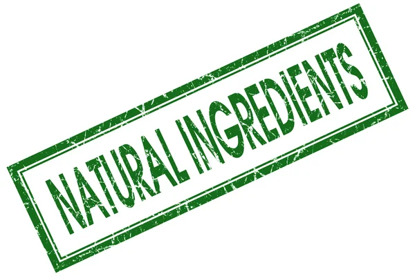 Natural ingredients green square stamp isolated on white background — Stock Photo, Image