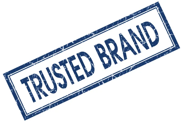 Vertrouwde merk blauwe vierkante stempel geïsoleerd op witte achtergrond — Stockfoto