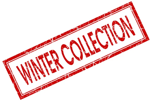 Collezione invernale timbro quadrato rosso isolato su sfondo bianco — Foto Stock