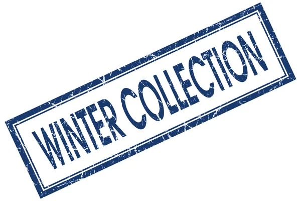 Winterkollektion blauer quadratischer Stempel isoliert auf weißem Hintergrund — Stockfoto