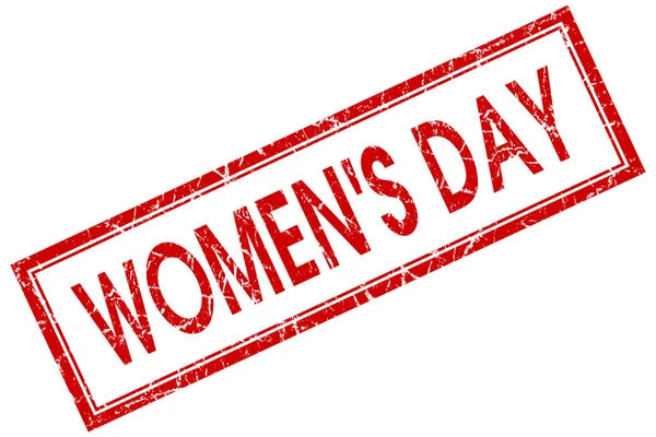 Womens day red square stamp isolated on white background — Stock Photo, Image
