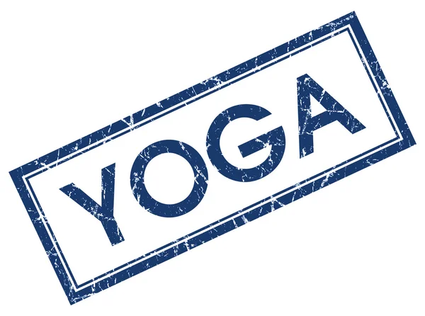 Sello cuadrado azul yoga aislado sobre fondo blanco — Foto de Stock