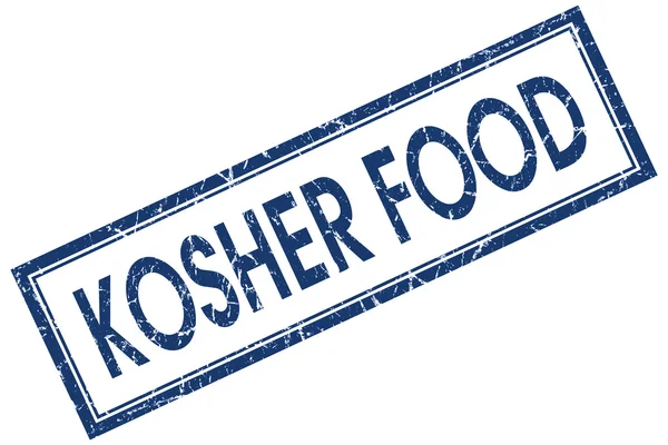 Kosher alimento azul quadrado carimbo isolado no fundo branco — Fotografia de Stock