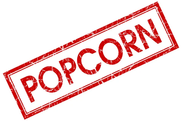 Popcorn rote quadratische Marke isoliert auf weißem Hintergrund — Stockfoto