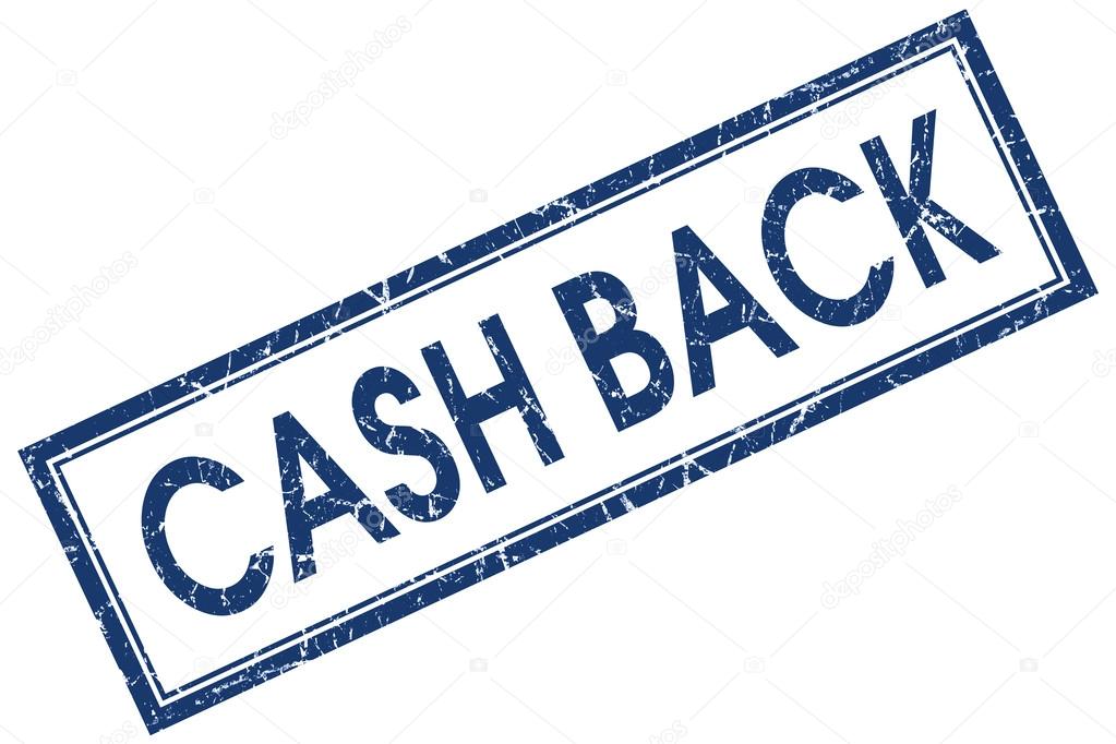 cash back blue square stamp isolated on white background