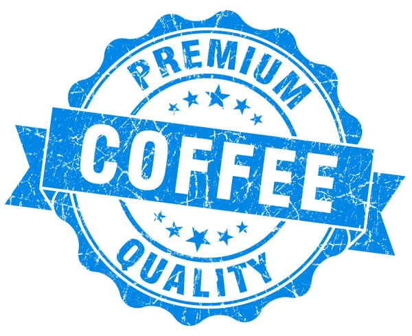 Kawy premium jakości niebieski vintage pieczęć na białym tle — Zdjęcie stockowe