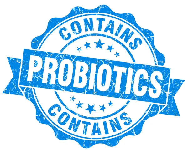 Contains probiotics blue vintage isolated seal — Stock Photo, Image