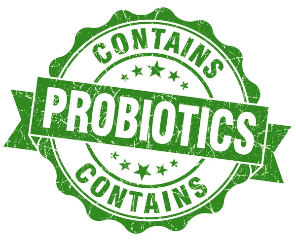 Contains probiotics green vintage isolated seal — Stock Photo, Image