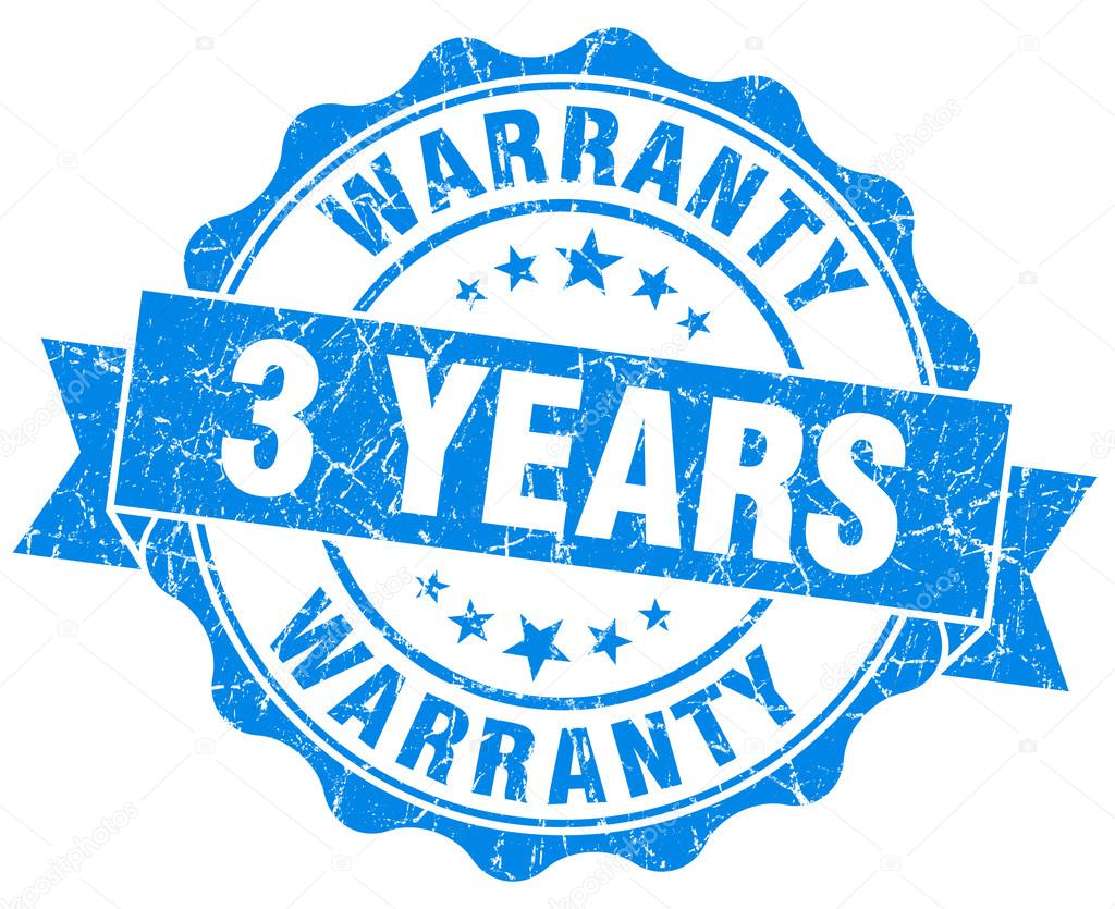 3 years warranty blue vintage isolated seal