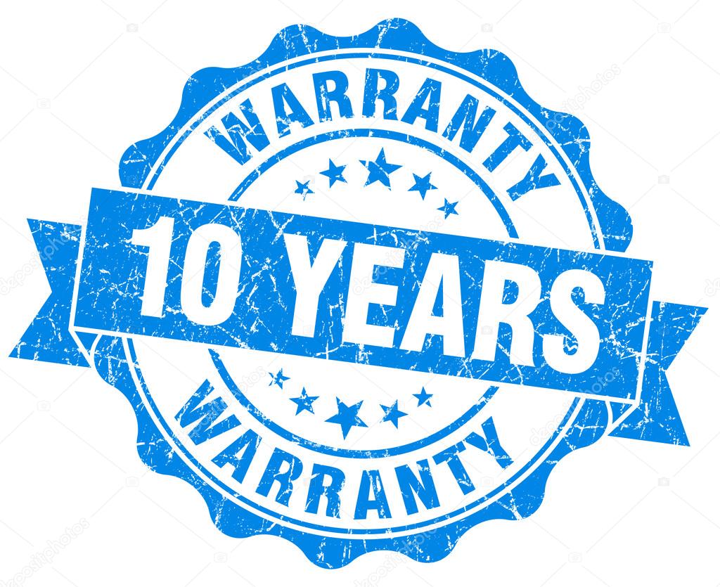 10 years warranty blue vintage isolated seal