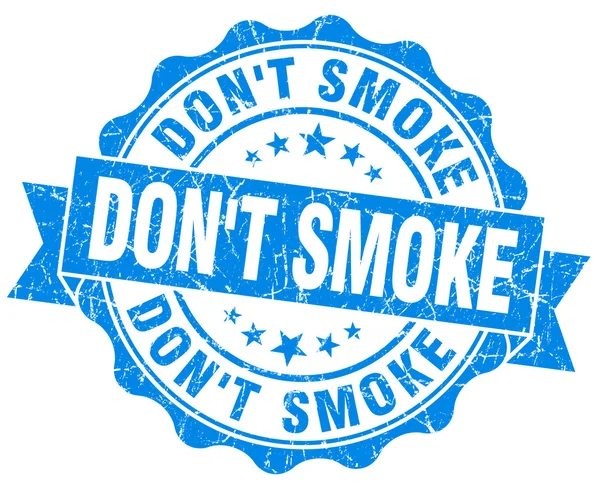 Não fume o selo azul do grunge isolado no branco — Fotografia de Stock