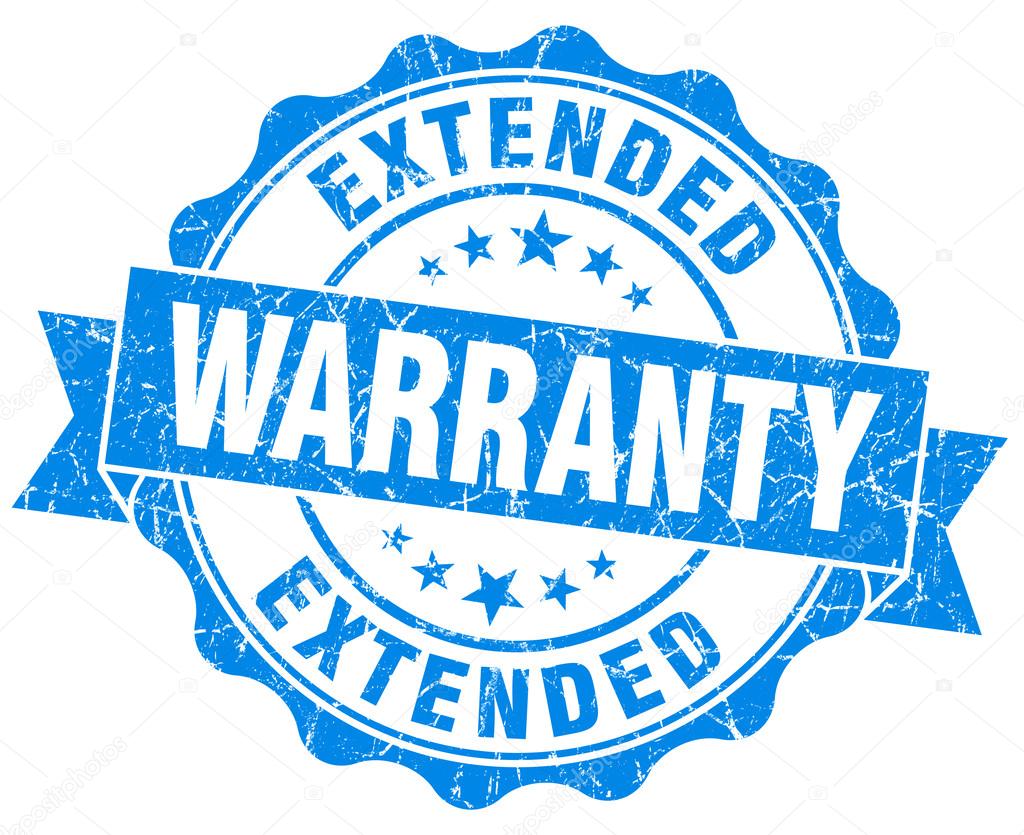extended warranty blue grunge seal isolated on white