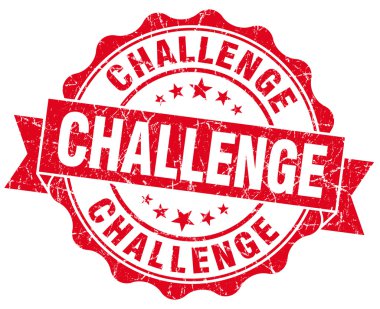 Challenge kırmızı grunge mühür izole üzerinde beyaz