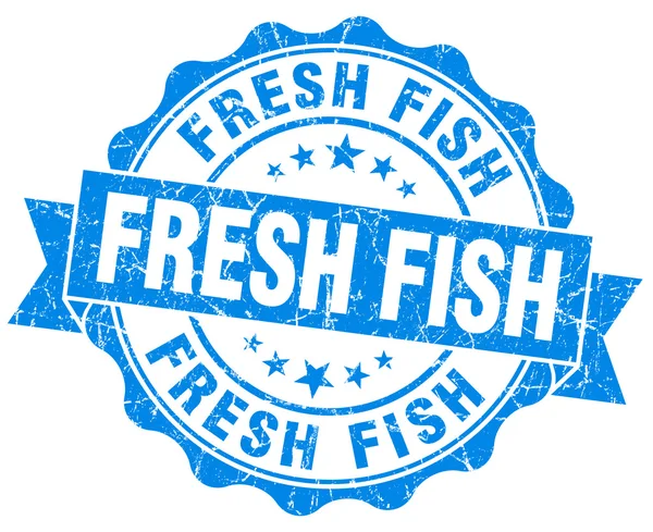新鮮な魚は青白で隔離グランジ シール — ストック写真