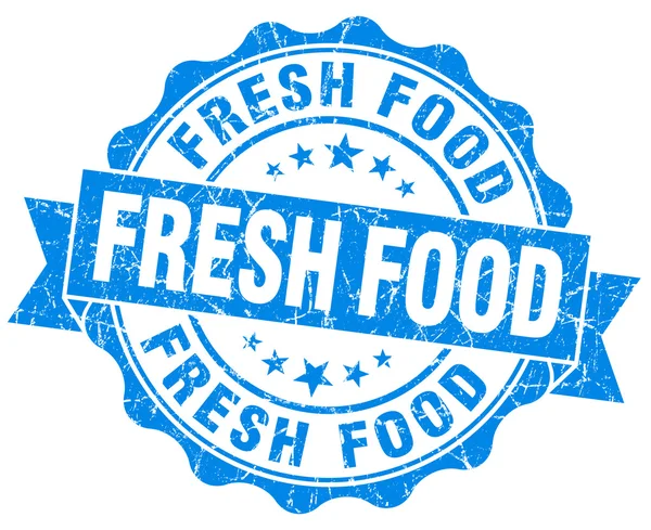 Fresh food blue grunge seal isolated on white — Stock Photo, Image