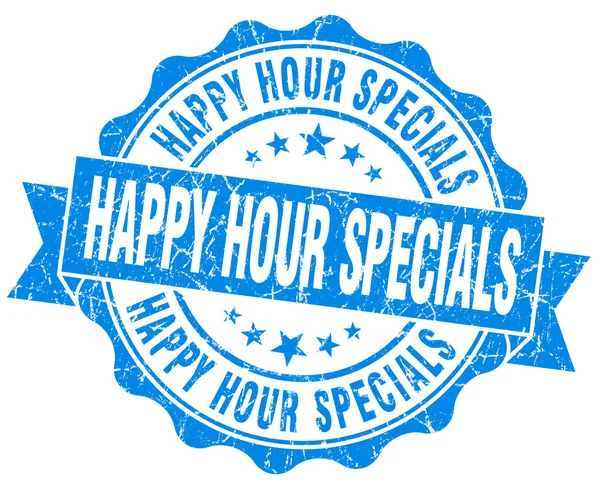 Happy Hour Specials Blue Grunge Robbe isoliert auf weiß — Stockfoto