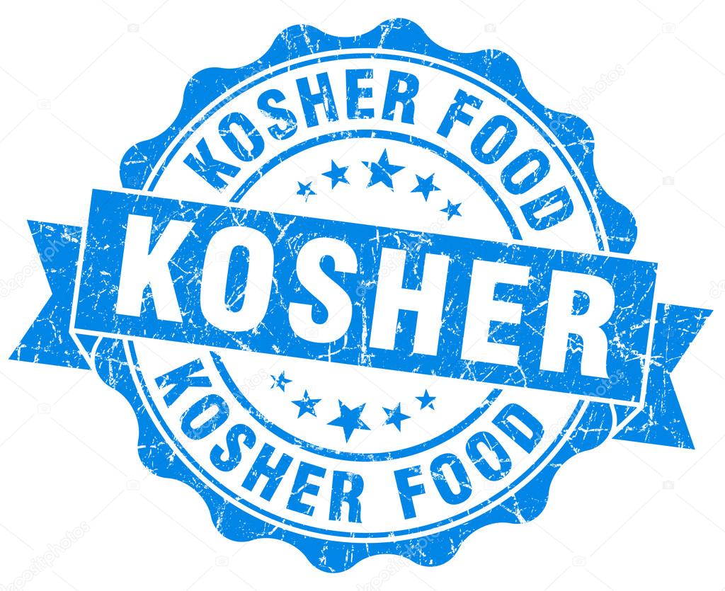 kosher blue grunge seal isolated on white