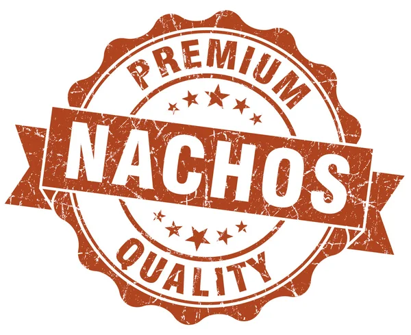 Nachos grunge zegel geïsoleerd op wit bruin — Stockfoto