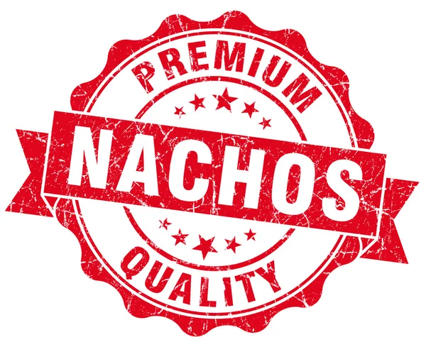 Nachos röda grunge förseglar isoleras på vitt — Stockfoto