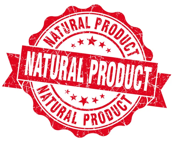 Produto natural selo grunge vermelho isolado no branco — Fotografia de Stock