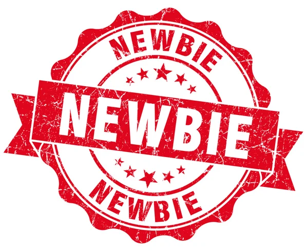 Newbie rode grunge zegel geïsoleerd op wit — Stockfoto