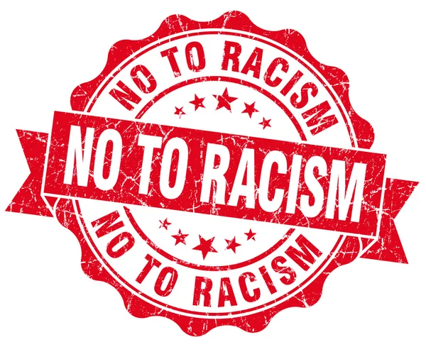 Nee tegen racisme rode grunge zegel geïsoleerd op wit — Stockfoto