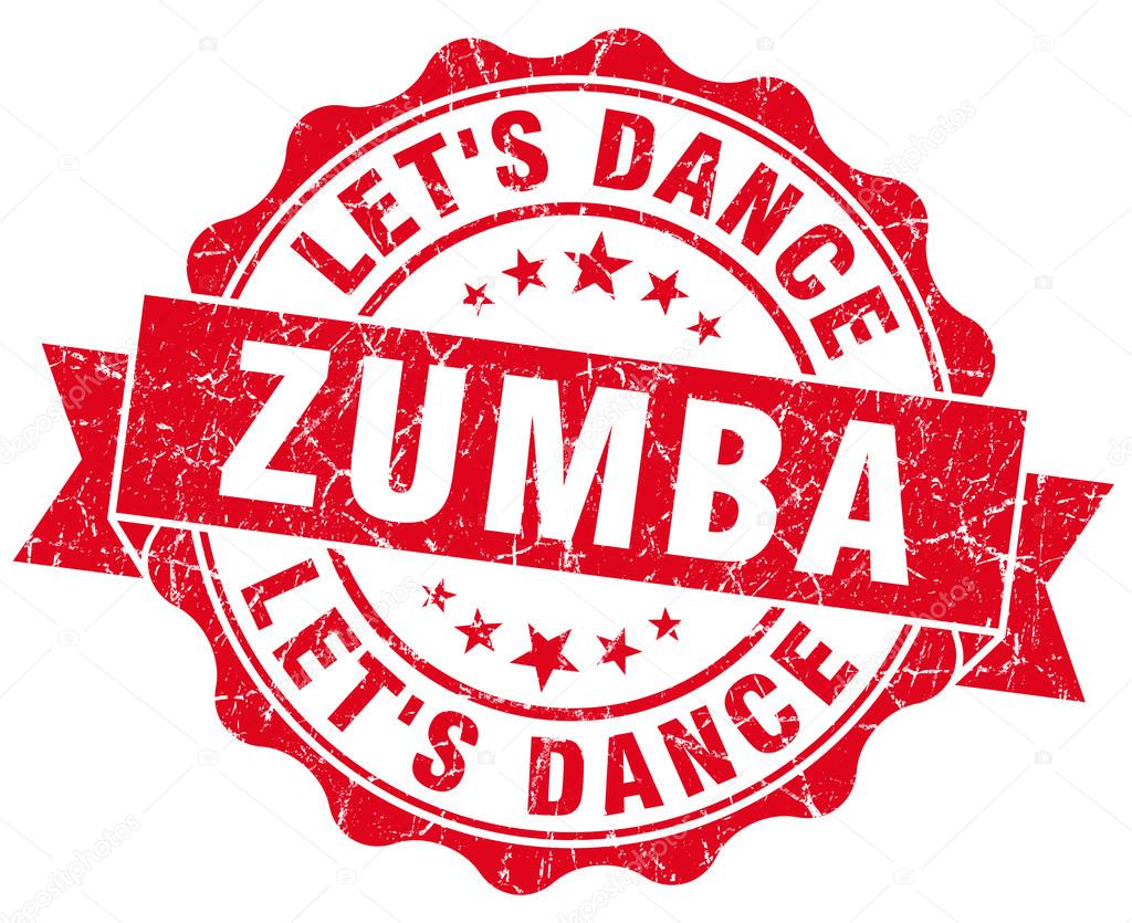 zumba red grunge seal isolated on white