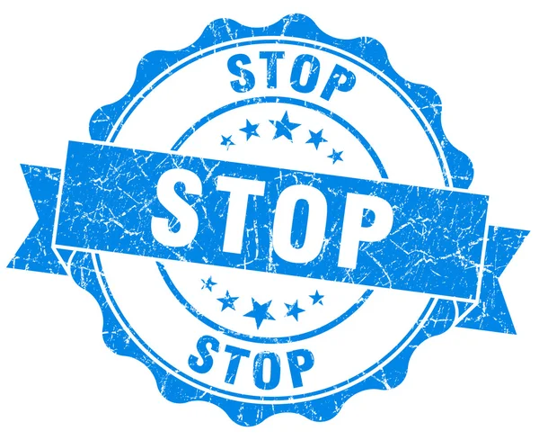 Stop sello grunge azul aislado en blanco — Foto de Stock