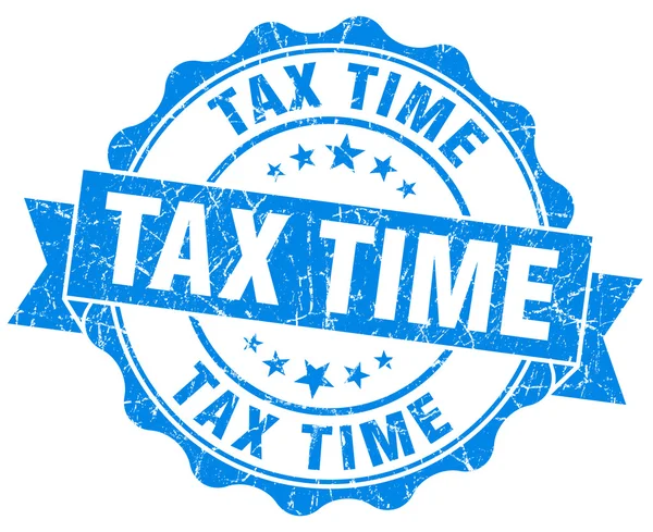 Tax time blue grunge seal isoliert auf weiß — Stockfoto