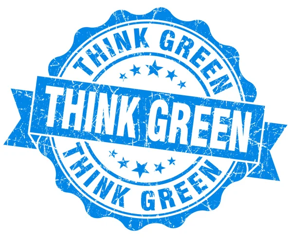Piense verde azul grunge sello aislado en blanco —  Fotos de Stock
