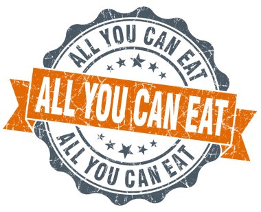 all you can eat orange vintage seal isolated on white