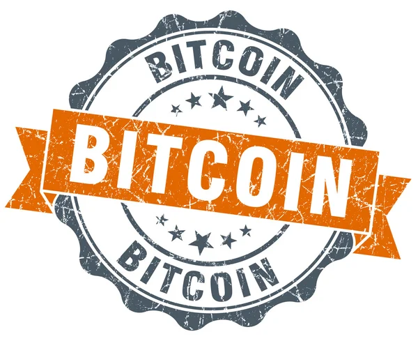 Bitcoin orange vintage seal isolated on white — Stock Photo, Image