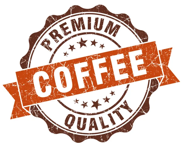 Kaffee Premium-Qualität braun vintage seal isoliert auf weiß — Stockfoto