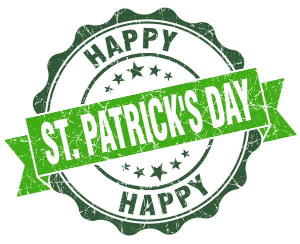 Happy st Patrick's day green vintage seal isolated on white — Stock Photo, Image