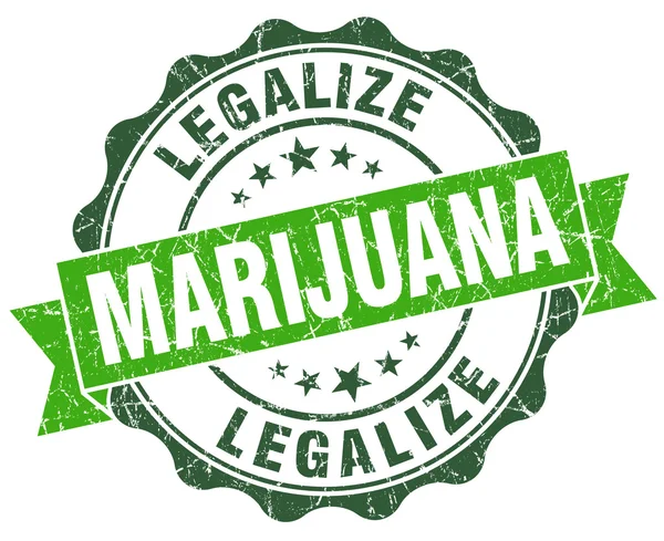 Legalisieren Marihuana grün vintage seal isoliert auf weiß — Stockfoto