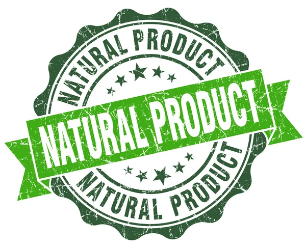 Natural product green vintage seal isolated on white — Stock Photo, Image