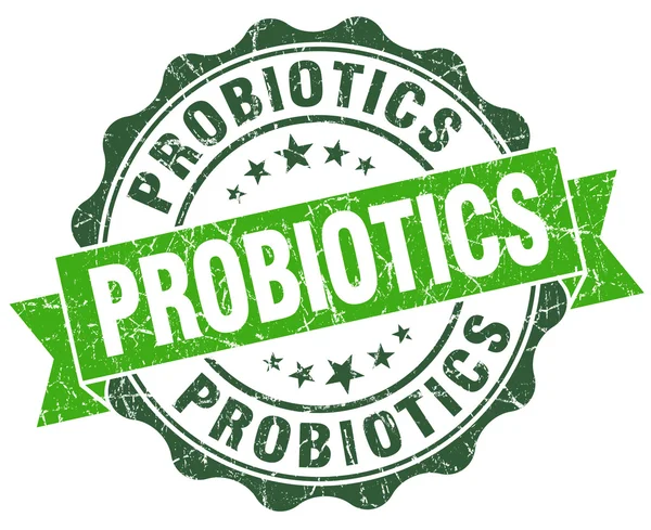 Probiotyki zielony vintage pieczęć na białym tle — Zdjęcie stockowe