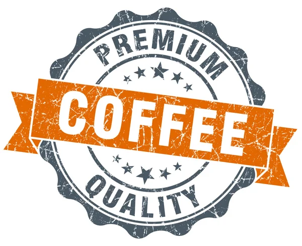 Kaffee Premium-Qualität Orange Vintage Siegel isoliert auf weiß — Stockfoto