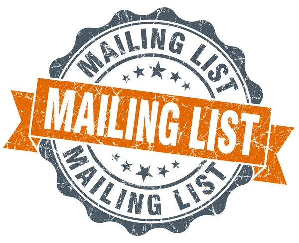 Mailing list sigillo arancione vintage isolato su bianco — Foto Stock