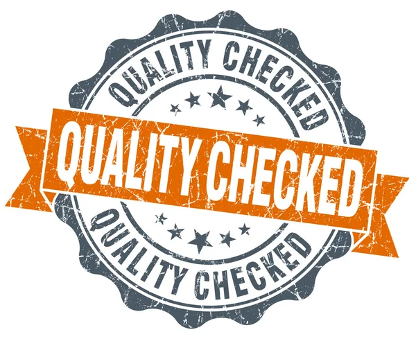 Quality checked vintage orange seal isolated on white — Stock Photo, Image