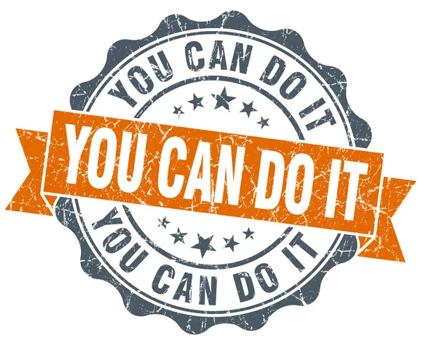 You can do it vintage orange seal isolated on white — Stock Photo, Image