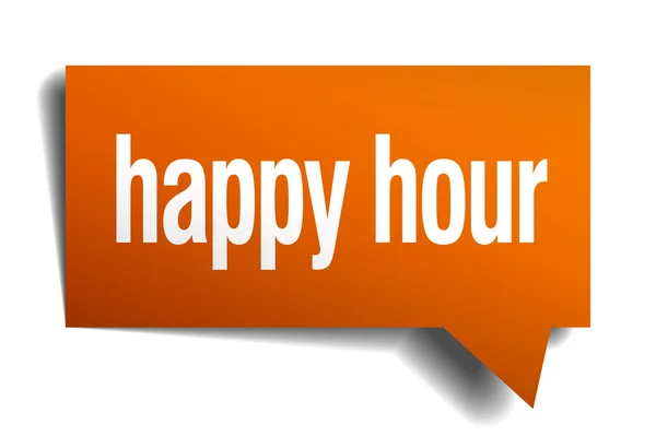 Happy hour bulle de discours orange isolé sur blanc — Image vectorielle