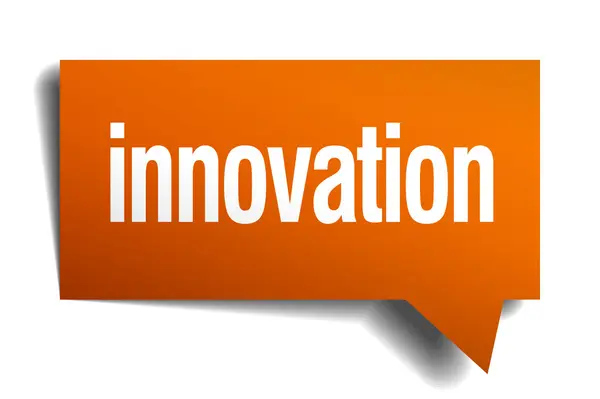 Innovation bulle de parole orange isolé sur blanc — Image vectorielle