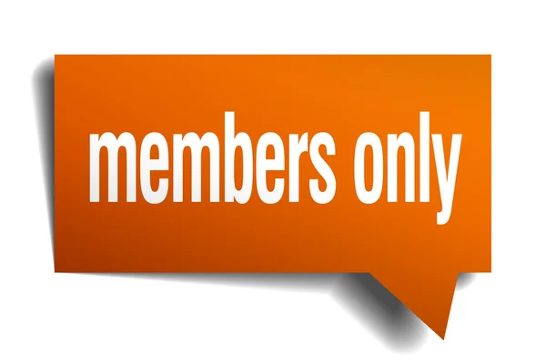 Membres seulement bulle de parole orange isolé sur blanc — Image vectorielle