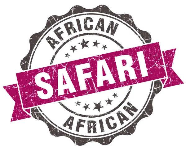 Safari africano grunge selo violeta isolado em branco — Fotografia de Stock